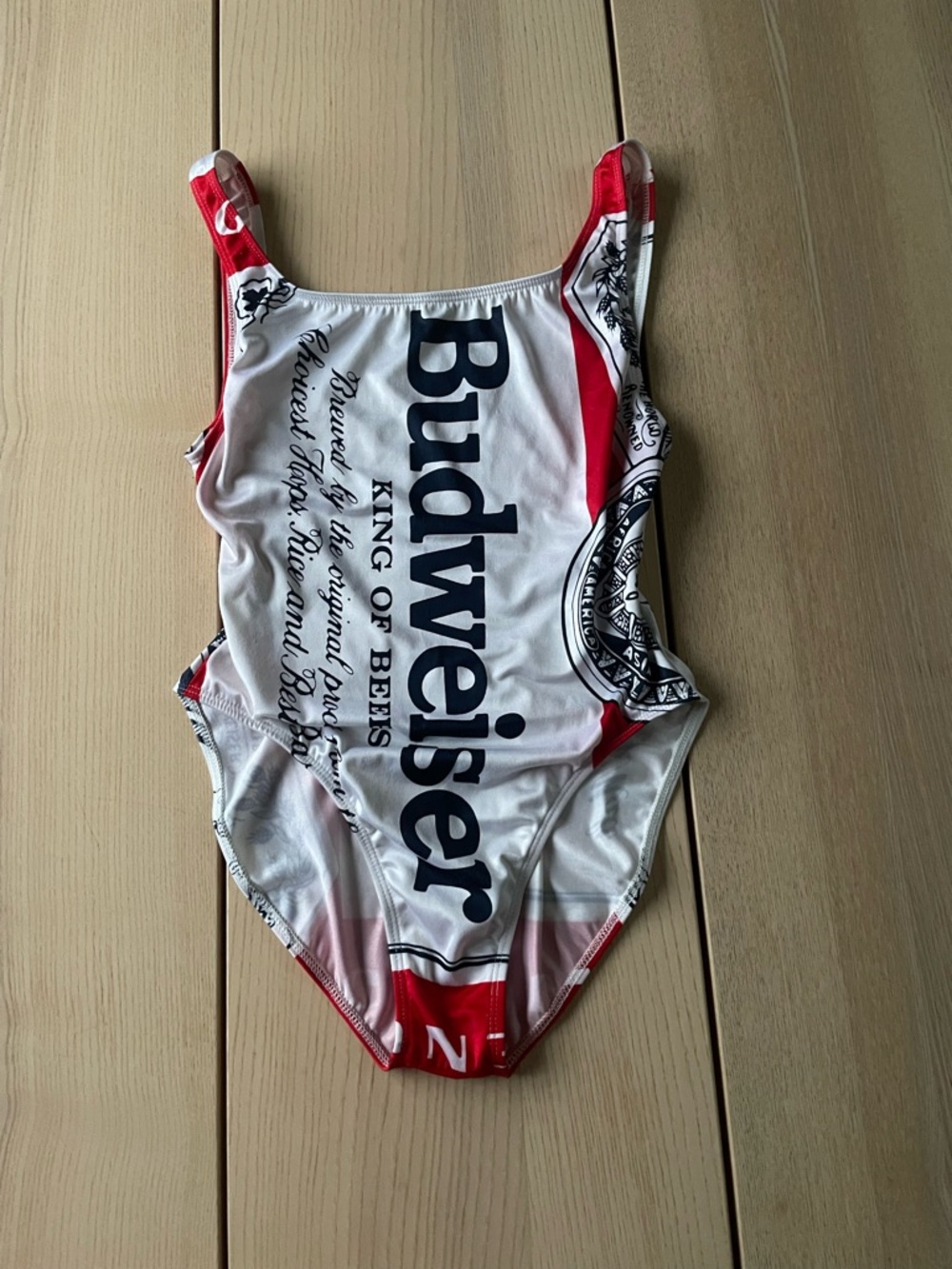 Vintage 90’s Budweiser high cut One-Piece Swimsuit made in Canada fits small